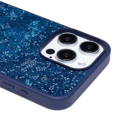 Чехол-накладка для Apple iPhone 15 Pro Max россыпь кристаллов (ледяной синий) - PC071 POSH SHINE