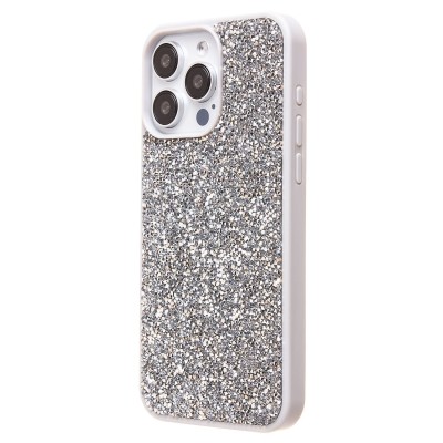 Чехол-накладка для Apple iPhone 15 Pro Max россыпь кристаллов (серебяный) - PC071 POSH SHINE