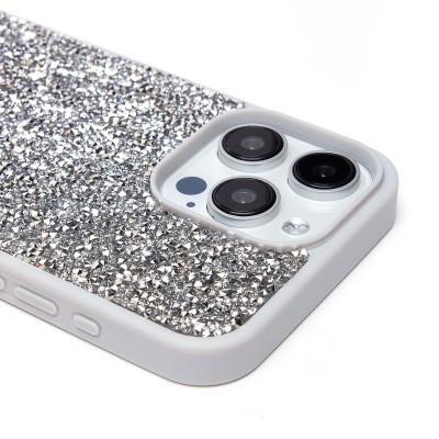 Чехол-накладка для Apple iPhone 15 Pro Max россыпь кристаллов (серебяный) - PC071 POSH SHINE