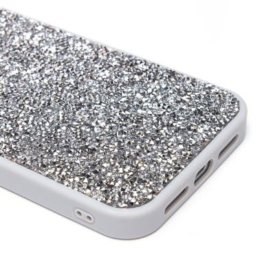 Чехол-накладка для Apple iPhone 15 Pro Max россыпь кристаллов (серебяный) - PC071 POSH SHINE
