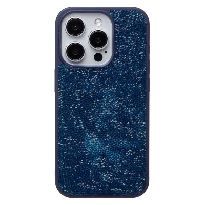 Чехол-накладка для Apple iPhone 15 Pro россыпь кристаллов (ледяной синий) - PC071 POSH SHINE
