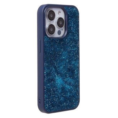 Чехол-накладка для Apple iPhone 15 Pro россыпь кристаллов (ледяной синий) - PC071 POSH SHINE