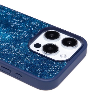 Чехол-накладка для Apple iPhone 15 Pro россыпь кристаллов (ледяной синий) - PC071 POSH SHINE