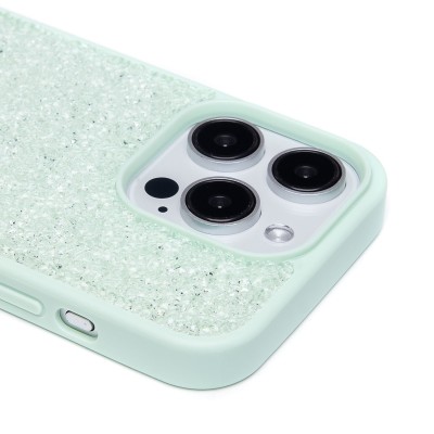 Чехол-накладка для Apple iPhone 15 Pro россыпь кристаллов (ледяной мятный) - PC071 POSH SHINE