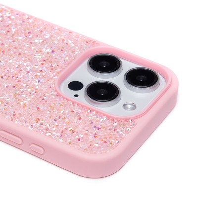 Чехол-накладка для Apple iPhone 15 Pro россыпь кристаллов (розовый) - PC071 POSH SHINE