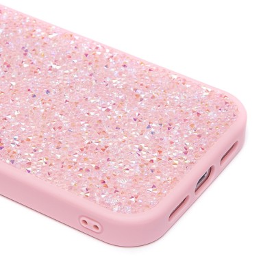 Чехол-накладка для Apple iPhone 15 Pro россыпь кристаллов (розовый) - PC071 POSH SHINE