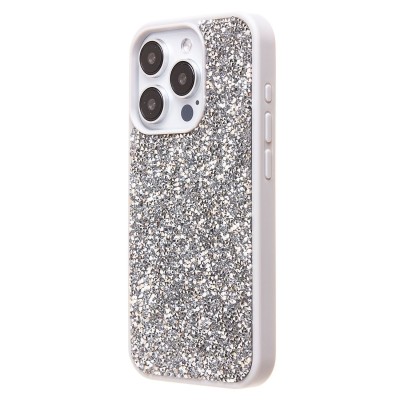Чехол-накладка для Apple iPhone 15 Pro россыпь кристаллов (серебяный) - PC071 POSH SHINE