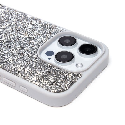 Чехол-накладка для Apple iPhone 15 Pro россыпь кристаллов (серебяный) - PC071 POSH SHINE