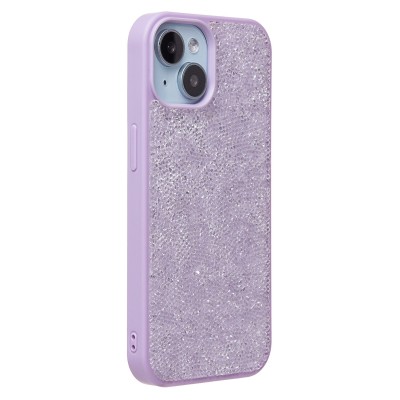 Чехол-накладка для Apple iPhone 15 россыпь кристаллов (ледяной фиолетовый) - PC071 POSH SHINE