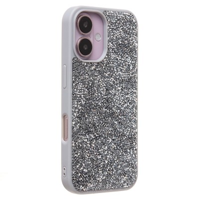 Чехол-накладка для Apple iPhone 16 россыпь кристаллов (серебяный) - PC071 POSH SHINE