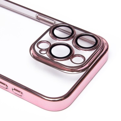Чехол-накладка для Apple iPhone 15 Pro (розовое золото) - PC073 с закрытой камерой