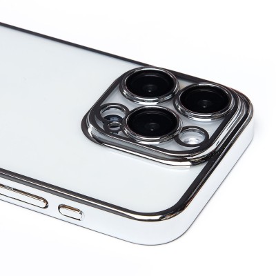 Чехол-накладка для Apple iPhone 15 Pro (серебяный) - PC073 с закрытой камерой