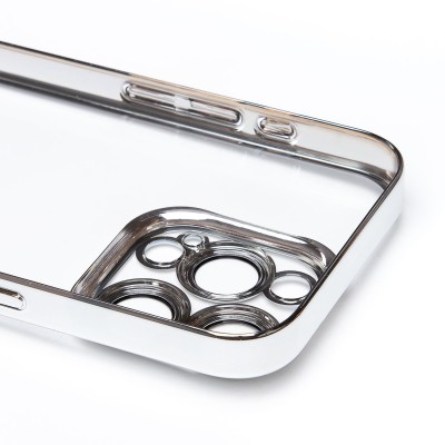 Чехол-накладка для Apple iPhone 15 Pro (серебяный) - PC073 с закрытой камерой