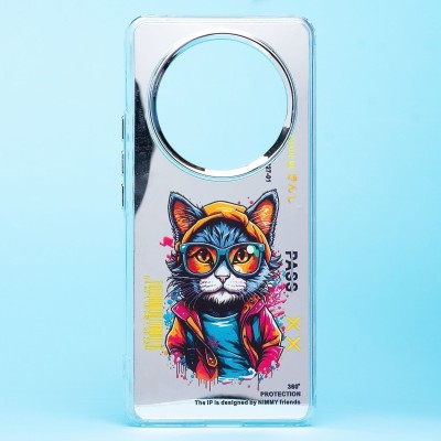 Чехол-накладка для Honor X9b (кот) (прозрачный) - PC092