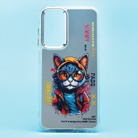 Чехол-накладка для Samsung Galaxy A25 (кот) (прозрачный) - PC092