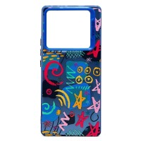 Чехол-накладка для Infinix Note 40 Pro (узоры) (прозрачный/черный) - PC094