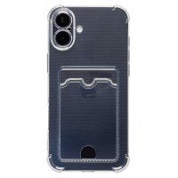 Чехол-накладка для Apple iPhone 16 Plus (прозрачный) - SC276 c картхолдером