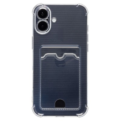 Чехол-накладка для Apple iPhone 16 Plus (прозрачный) - SC276 c картхолдером