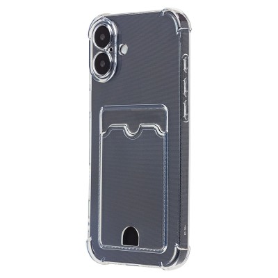 Чехол-накладка для Apple iPhone 16 Plus (прозрачный) - SC276 c картхолдером