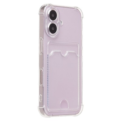Чехол-накладка для Apple iPhone 16 (прозрачный) - SC276 c картхолдером