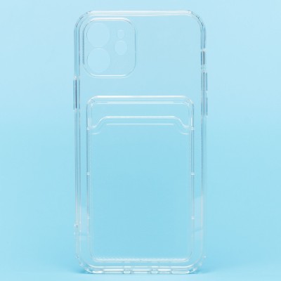 Чехол-накладка для Apple iPhone 12 (прозрачный) - SC276 с картхолдером