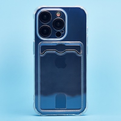Чехол-накладка для Apple iPhone 15 Pro (прозрачный) - SC276 с картхолдером