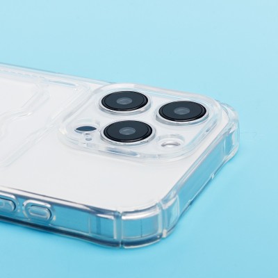 Чехол-накладка для Apple iPhone 15 Pro (прозрачный) - SC276 с картхолдером