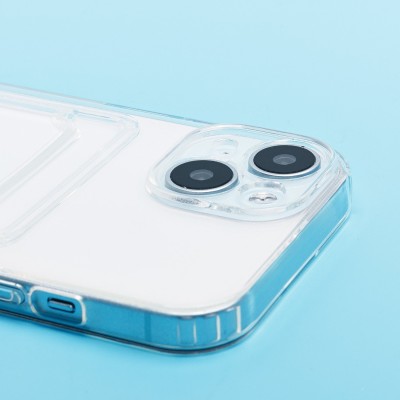 Чехол-накладка для Apple iPhone 15 (прозрачный) - SC276 с картхолдером