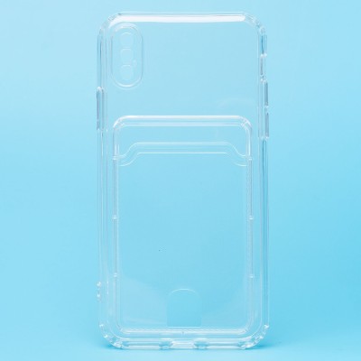 Чехол-накладка для Apple iPhone X (прозрачный) - SC276 с картхолдером