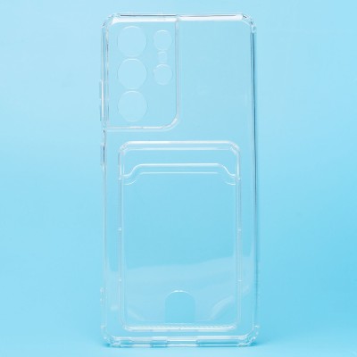 Чехол-накладка для Samsung G998 Galaxy S21 Ultra (прозрачный) - SC276 с картхолдером