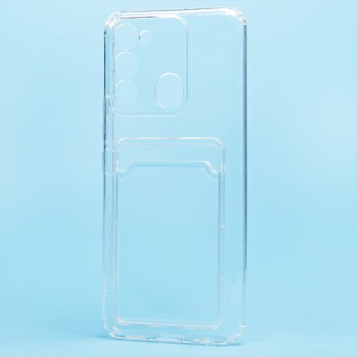 Чехол-накладка для Tecno Spark 8c (прозрачный) - SC276 с картхолдером