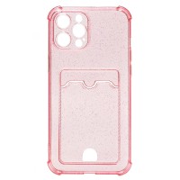 Чехол-накладка для Apple iPhone 12 Pro (розовый) - SC300 с картхолдером