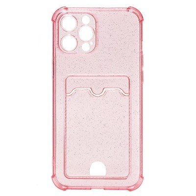 Чехол-накладка для Apple iPhone 12 Pro (розовый) - SC300 с картхолдером