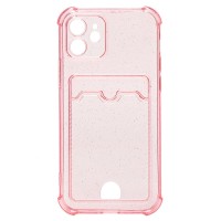 Чехол-накладка для Apple iPhone 12 (розовый) - SC300 с картхолдером