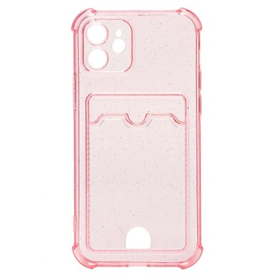 Чехол-накладка для Apple iPhone 12 (розовый) - SC300 с картхолдером