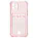 Чехол-накладка для Apple iPhone 12 (розовый) - SC300 с картхолдером