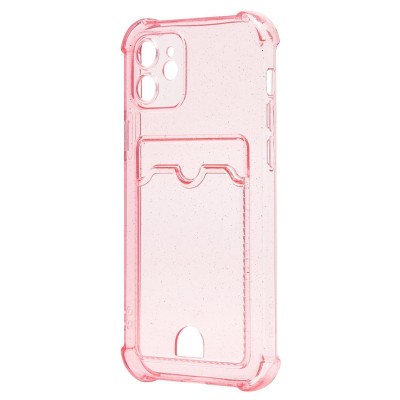 Чехол-накладка для Apple iPhone 12 (розовый) - SC300 с картхолдером