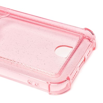 Чехол-накладка для Apple iPhone 12 (розовый) - SC300 с картхолдером