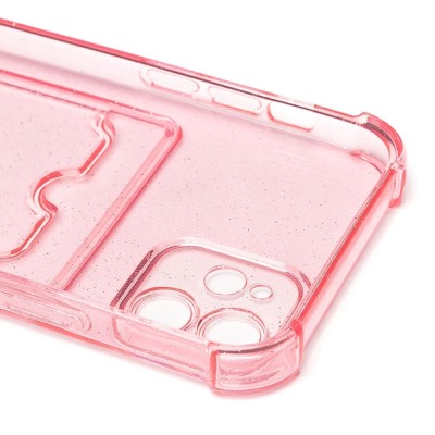 Чехол-накладка для Apple iPhone 12 (розовый) - SC300 с картхолдером