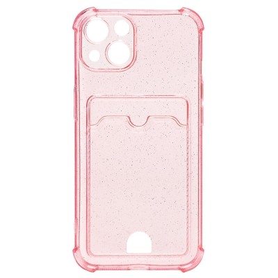 Чехол-накладка для Apple iPhone 13 (розовый) - SC300 с картхолдером