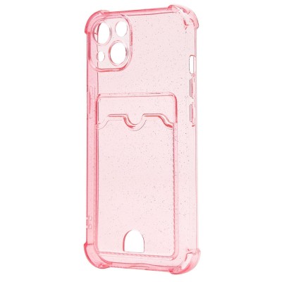 Чехол-накладка для Apple iPhone 13 (розовый) - SC300 с картхолдером