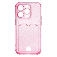 Чехол-накладка для Apple iPhone 14 Pro (розовый) - SC300 с картхолдером