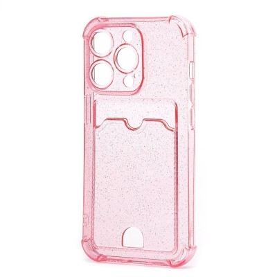 Чехол-накладка для Apple iPhone 14 Pro (розовый) - SC300 с картхолдером