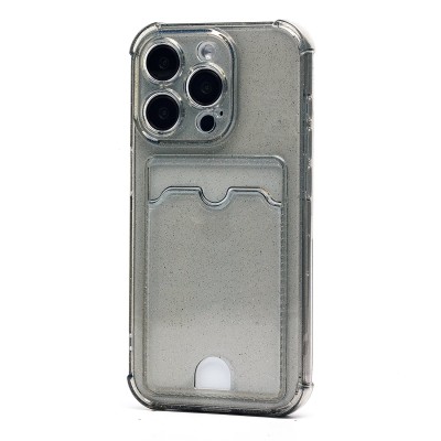 Чехол-накладка для Apple iPhone 15 Pro (черный) - SC300 с картхолдером