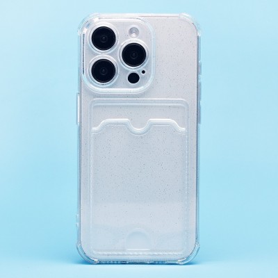 Чехол-накладка для Apple iPhone 15 Pro (белый) - SC300 с картхолдером