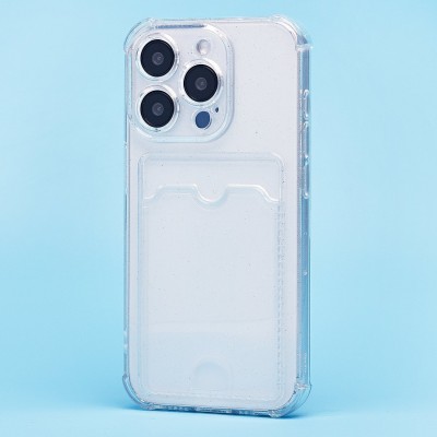 Чехол-накладка для Apple iPhone 15 Pro (белый) - SC300 с картхолдером