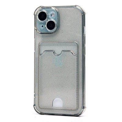 Чехол-накладка для Apple iPhone 15 (черный) - SC300 с картхолдером