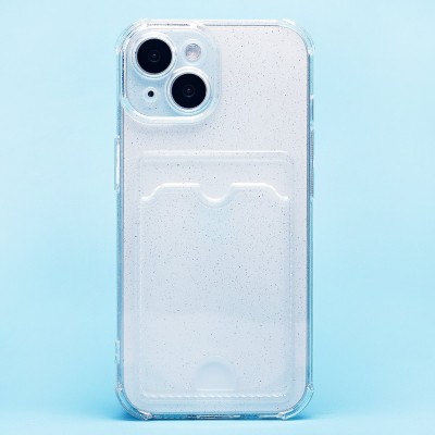 Чехол-накладка для Apple iPhone 15 (белый) - SC300 с картхолдером