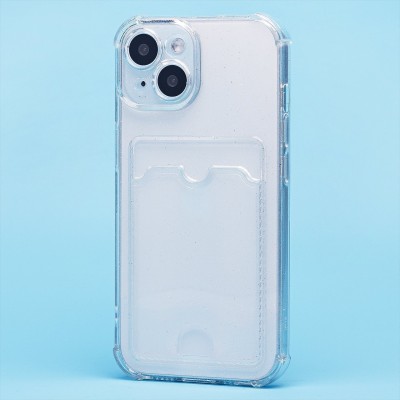 Чехол-накладка для Apple iPhone 15 (белый) - SC300 с картхолдером