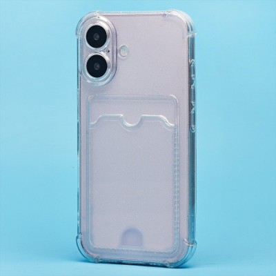 Чехол-накладка для Apple iPhone 16 (белый) - SC300 с картхолдером